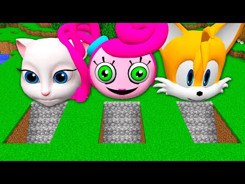 I found SECRET TALKING ANGELA AND MOMMY LONG LEGS AND TAILS UNDERGROUND BASE in Minecraft ANIMATION