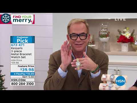 Kessaris 3piece Metal Bracelet Watch Set