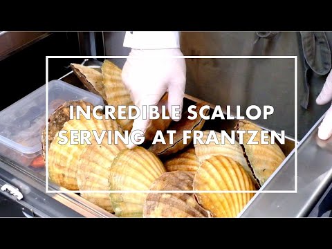 Scallops, salted tomato & plum water serving at Frantzén (3 Michelin stars) in Stockholm