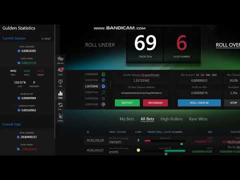 luckygames.io Best 69 Roll Over Strategy : Earn and mine Gulden coins free