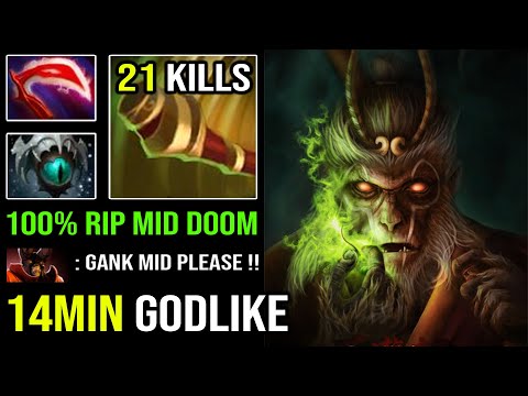 MONSTER CREATED Solo Mid Monkey King 100% Physical God EZ Deleted Doom & 14Min Godlike DotA 2