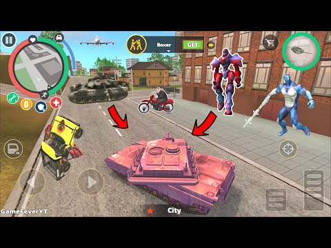 Rope Hero: Vice Town (Pink Tank Fight Police Robot) Tank Destroy City Vehicle - Android Gameplay HD