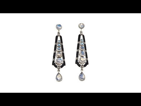 Nicky Butler Moonstone and Blue Topaz "Deco" Earrings