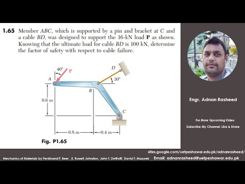 1.65 Determine the factor of safety | Mechanics of Materials beer and Johnston