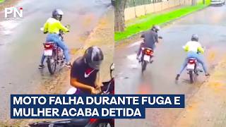 Moto falha durante fuga e mulher acaba detida