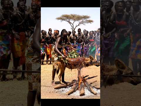 🔥 African Tribal Dance & Cooking | Wolf Feast with Traditional Music 🎶🌎| #shorts