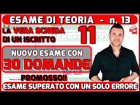 PRIMA VERA SCHEDA D’ESAME TEORICO DELLA PATENTE CON 30 DOMANDE DI UN ISCRITTO AL CANALE!! PROMOSSO!!