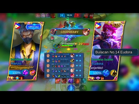 HANZO BRUTAL KILLING + TOP 14 SENIOR EUDORA | MOBILE LEGENDS