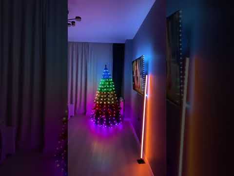 Умная USB смарт гирлянда на елку водопад управление через телефон-пульт Bluetooth RGB 200LED 10 нитей по 2м - фото 1 - id-p2403100896