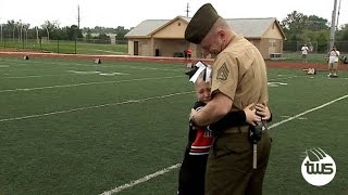 Marine Dad Surprises Daughter at Football Game
