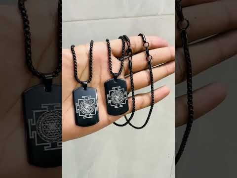 Alloy black shree yantra pendant, 25 gram, 24 inch with chai...