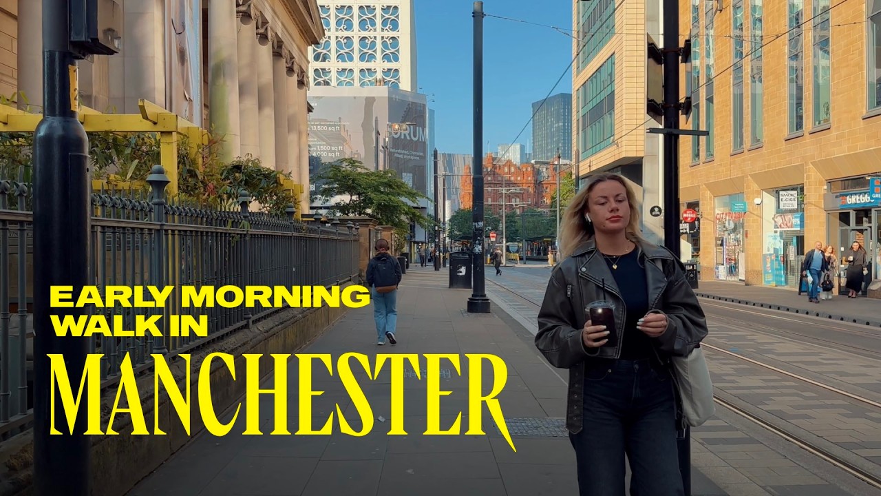 Immersive street-level walking tour through Manchester Northern Quarter, England, showcasing authentic urban landscapes, local architecture, and the vibrant atmosphere of the city's neighborhoods