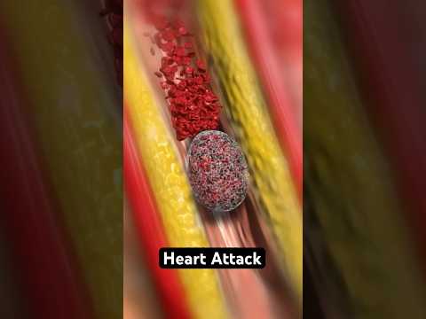 Anatomy illustration showing coronary artery blockage causing a heart attack