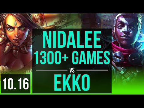 NIDALEE vs EKKO (JUNGLE) | 2.8M mastery points, 1300+ games, KDA 6/1/5 | BR Challenger | v10.16
