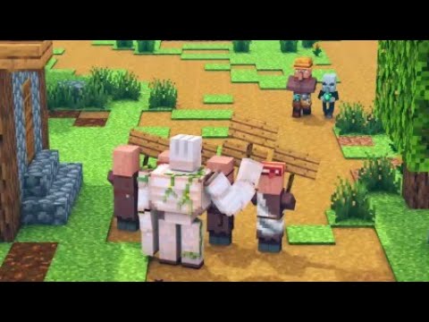 Minecraft animation: villagers and predators, villager iron golems hate evokers