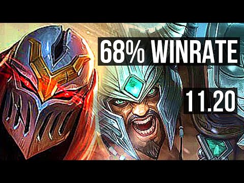 ZED vs TRYNDAMERE (TOP) | Rank 3 Zed, 68% winrate, 13/3/10 | JP Challenger | v11.20