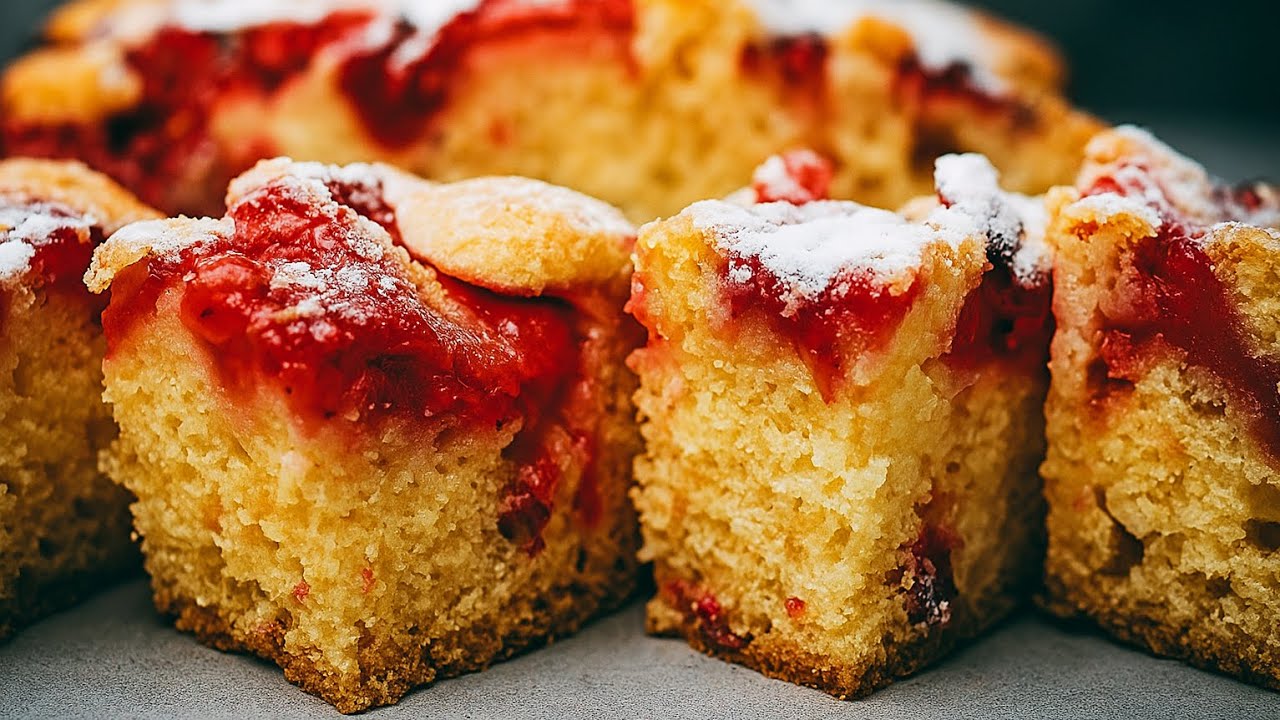 Budyniowe ciasto z truskawkami