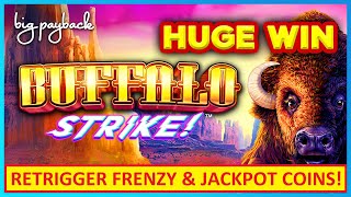 Retrigger Frenzy & JACKPOT Coins → HUGE WIN! Buffalo Strike Slot - CRUSHED IT! Video