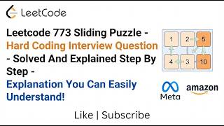 YouTube video 'Leetcode 773  Sliding Puzzle -  Hard Coding Interview Question - Solved And Explained Step By Step'