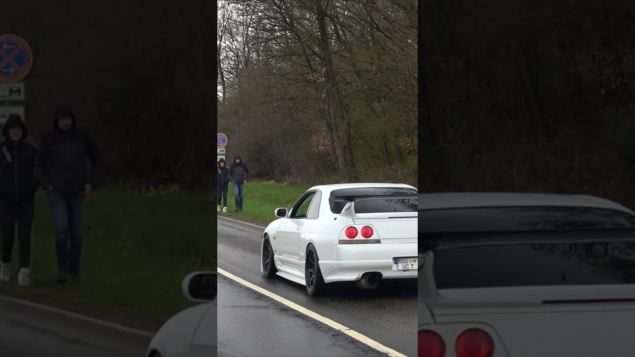 Nissan GTR Launch! Take the R35 or R33? #gtr #skyline #jdm #flames