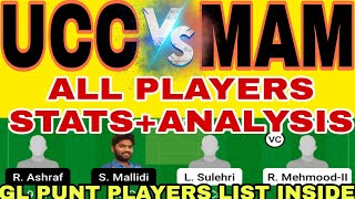 UCC VS MAM | UCC VS MAM DREAM11 TEAM PREDICTION | FanCode ECS T10 LANDSKRONA | #dream11prediction