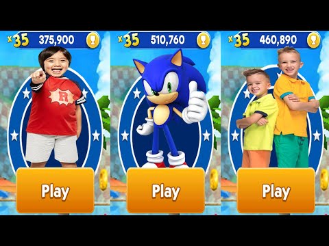 Tag with Ryan vs Vlad & Niki Run vs Sonic Dash All Characters Unlocked