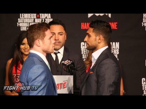 Canelo Alvarez vs  Amir Khan COMPLETE Face Off at Final Press Conference