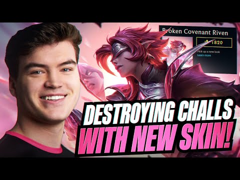 Playing The NEW RIVEN SKIN And DESTROYING Challenger Games!