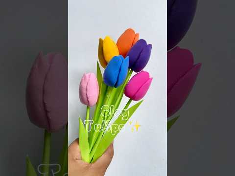 DIY Tulip Flowers by clay with spoon _shorts _easy _love _sompaartandcraft