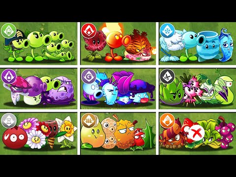 Best 9 Team Pea x Shadow x Fire x Ice - Who Will Win? - PvZ 2 Team Plant Battlez