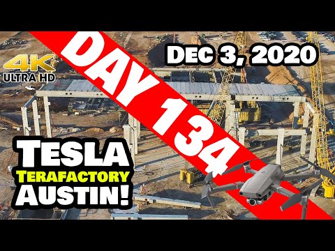 Tesla Gigafactory Austin 4K  Day 134 - 12/3/20 - Tesla Terafactory Texas - MAJOR PROGRESS CONTINUES!