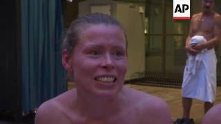 Finns flock to a free outdoor public sauna video