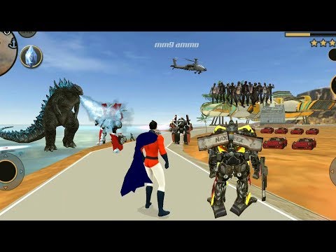 Vegas Crime Simulator (Zombies in Robot Car Area) Godzilla Frozen Huge Red Robot - Android Gameplay