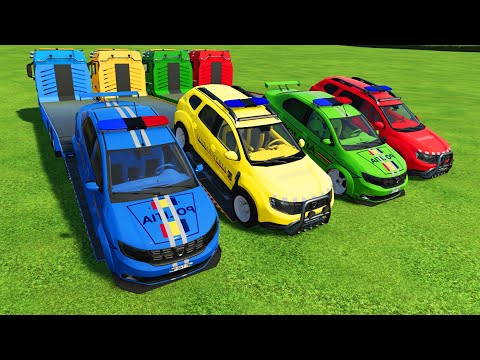 TRANSPORTING COLORED DACIA DUSTER & LOGAN CARS WITH MAN TRUCKS ! Farming Simulator 22