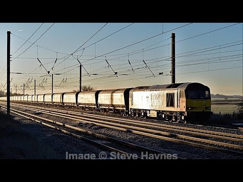GBRF Class 60 no. 60076 passing The Sidings, Beningbrough, York, 17th January 2023.