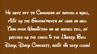 The Ballad Of Davy Crockett Lyrics