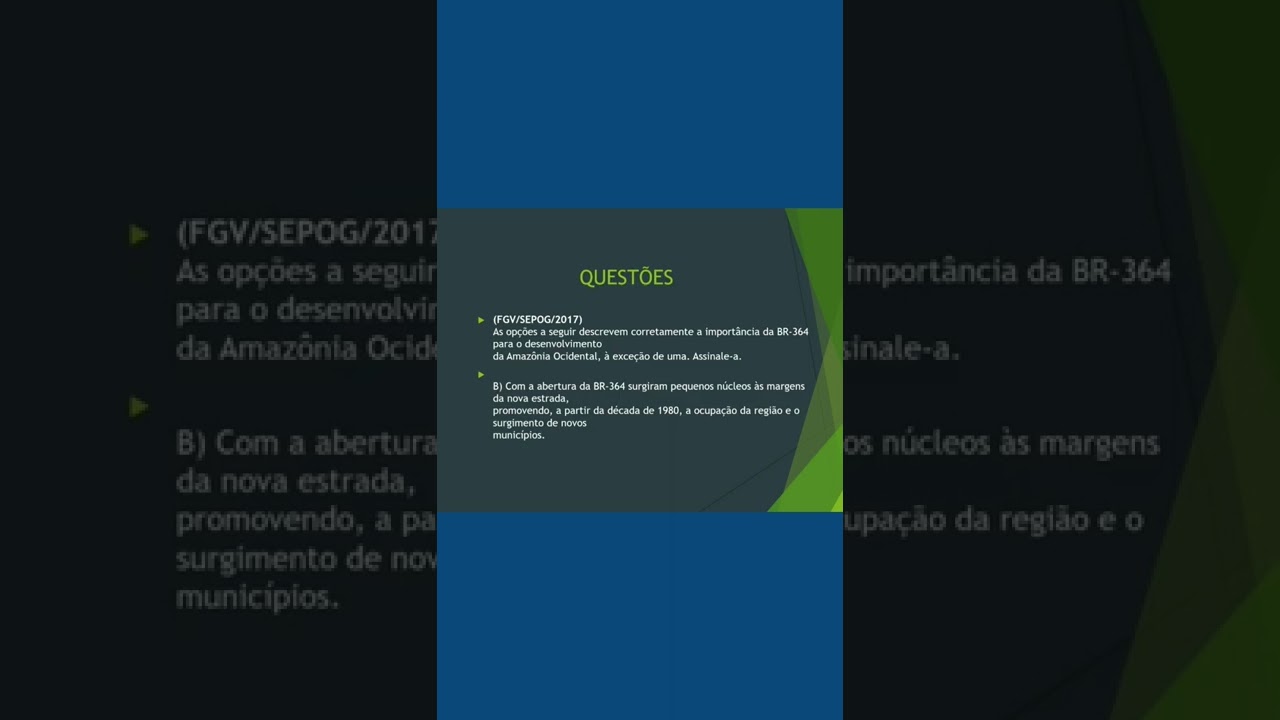 Questões de Geografia e História do Amazonas FGV