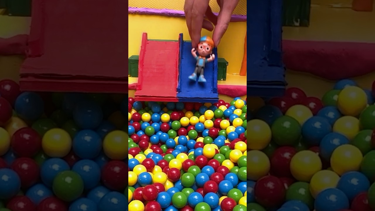 Blippi SLIDES to rescue his Toy Excavator! #toys #blippi #shorts