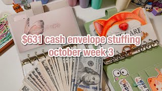 CASH ENVELOPE AND SINKING FUNDS STUFFING | married 24 yr old budget | low income | october #3