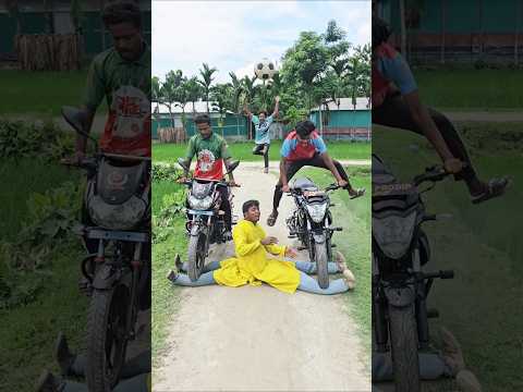 The boys drove the motorcycle over the legs.2585#automobile