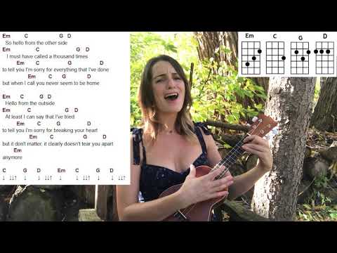 HELLO | ADELE | FULL EASY Ukulele TUTORIAL with 5 EASY chords | strumming and lyrics!