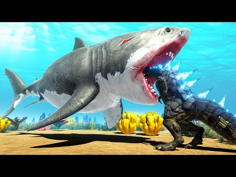 Mutant Megalodon EATS Godzilla - Animal Revolt Battle Simulator