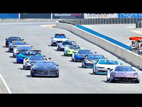 Mega Bugatti Hypercars vs Pagani Hypercars battle at Laguna Seca