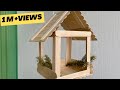 Wooden popsicle bird feeder | DIY ice-cream stick crafts | Bird house