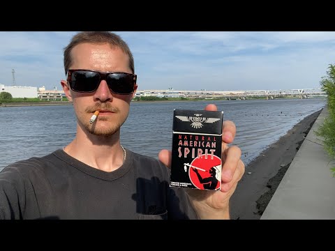 Smoking an American Spirit Black Next to a River in Japan