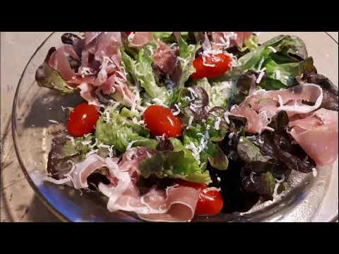 🥬 Salade verte au jambon cru et parmesan #salade #jambon #parmesan