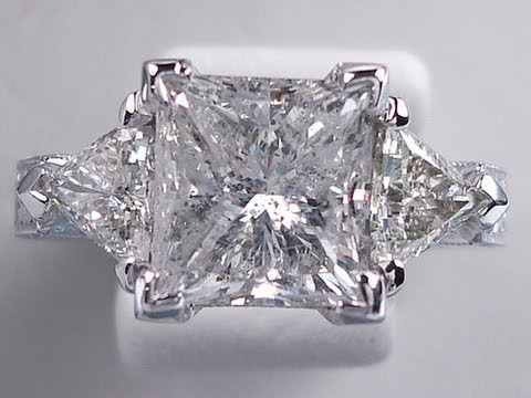 4.43 ctw Princess Cut G SI3 Diamond Engagement Ring - BigDiamondsUSA