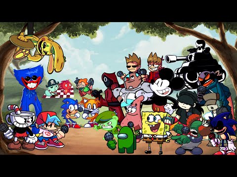 FNF Snake Eyes  - But Everyone Sings It 🎤 (Different Characters Sing It)VS Cuphead Indie Cross