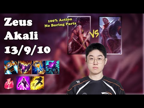 🔥 Zeus Akali Top | Korea Challenger Solo Queue | Patch 25.08 | League of Legends 🔥