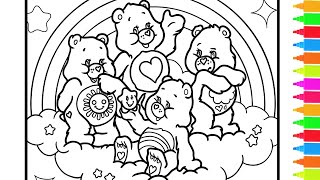 Coloring Care Bears On Cloud, I Care Bear, Cheer Care Bear | Care Bears Coloring Pages